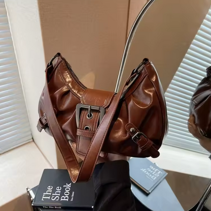 Classic Brown Faux Leather Handbag